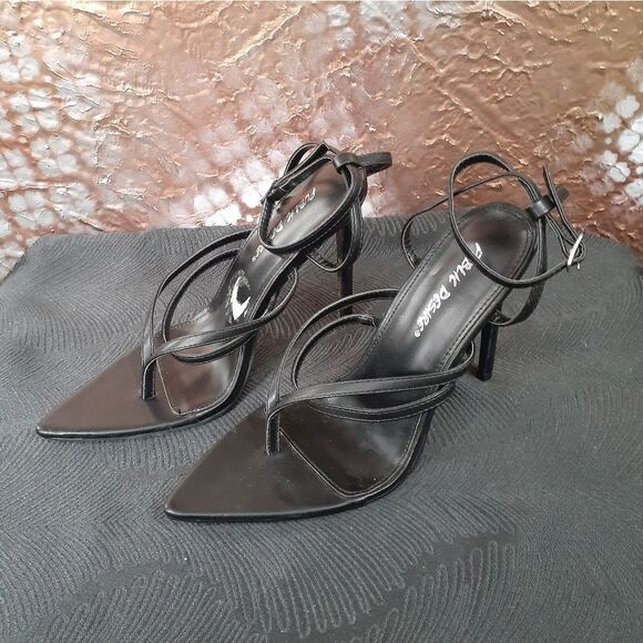 NWT Public Desire Faux Leather Strappy Stilettos - Picture 4 of 15